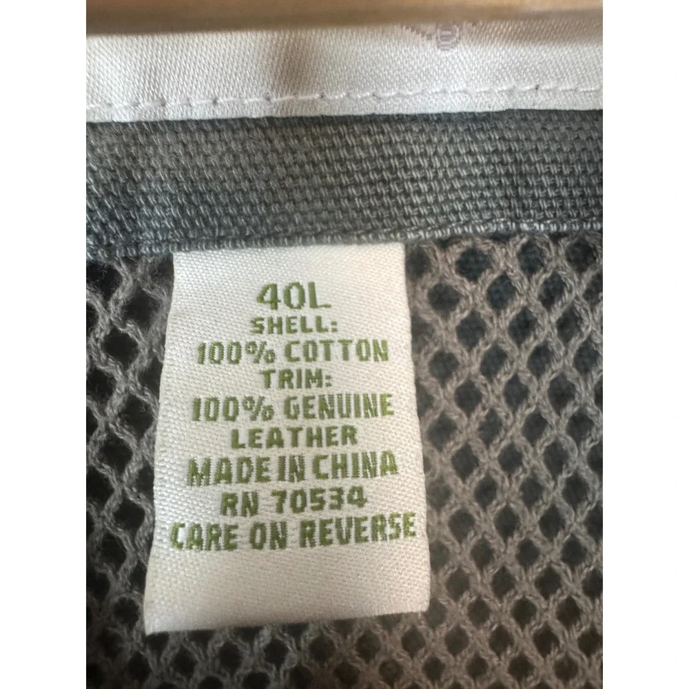 Orvis Mens Canvas Field Blazer Jacket Green Leather Trim Elbow Patches 40L